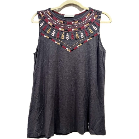 ACOS&A | Embroidered Tank Top | Grey | Size Small - Picture 1 of 4